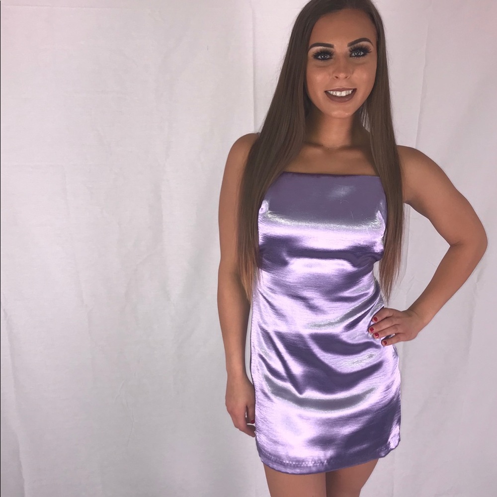 Mini Metallic Purple Dress